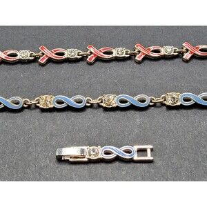 Breast Cancer, Child Abuse, Pink and Blue Ribbon Bracelet Bundle NRQ Mark